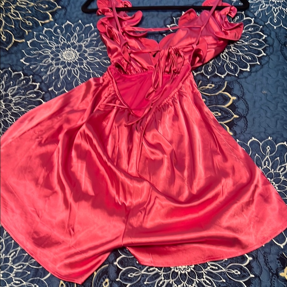Pink Ruffled Romper Satan Dress - Picture 4 of 4
